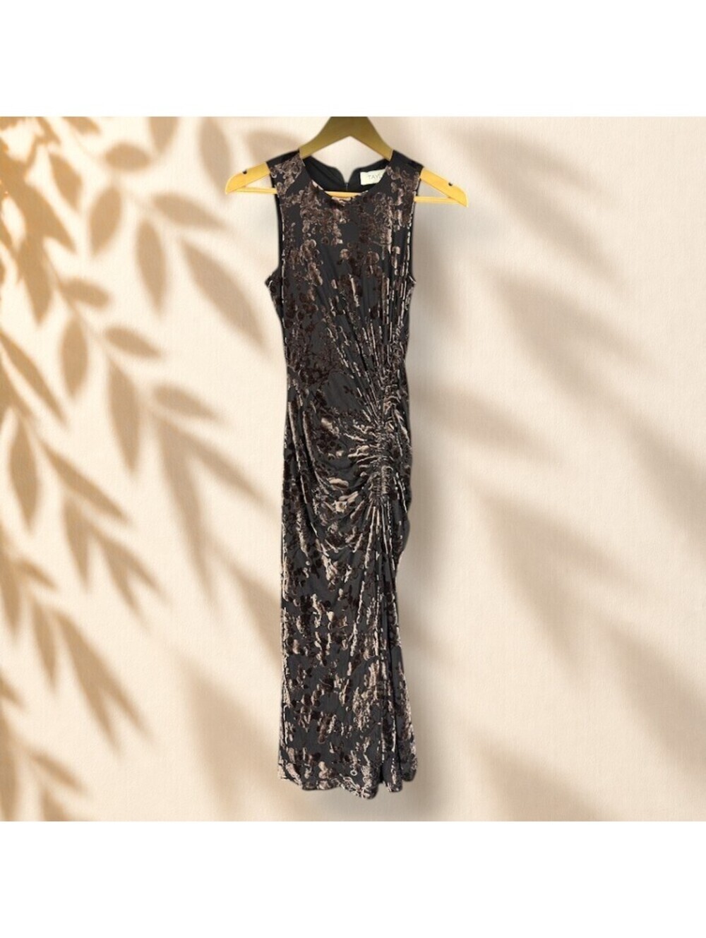 Taylor Dress Women L Large Black Floral Maxi Long Zipper Lined Sleeveless Casual